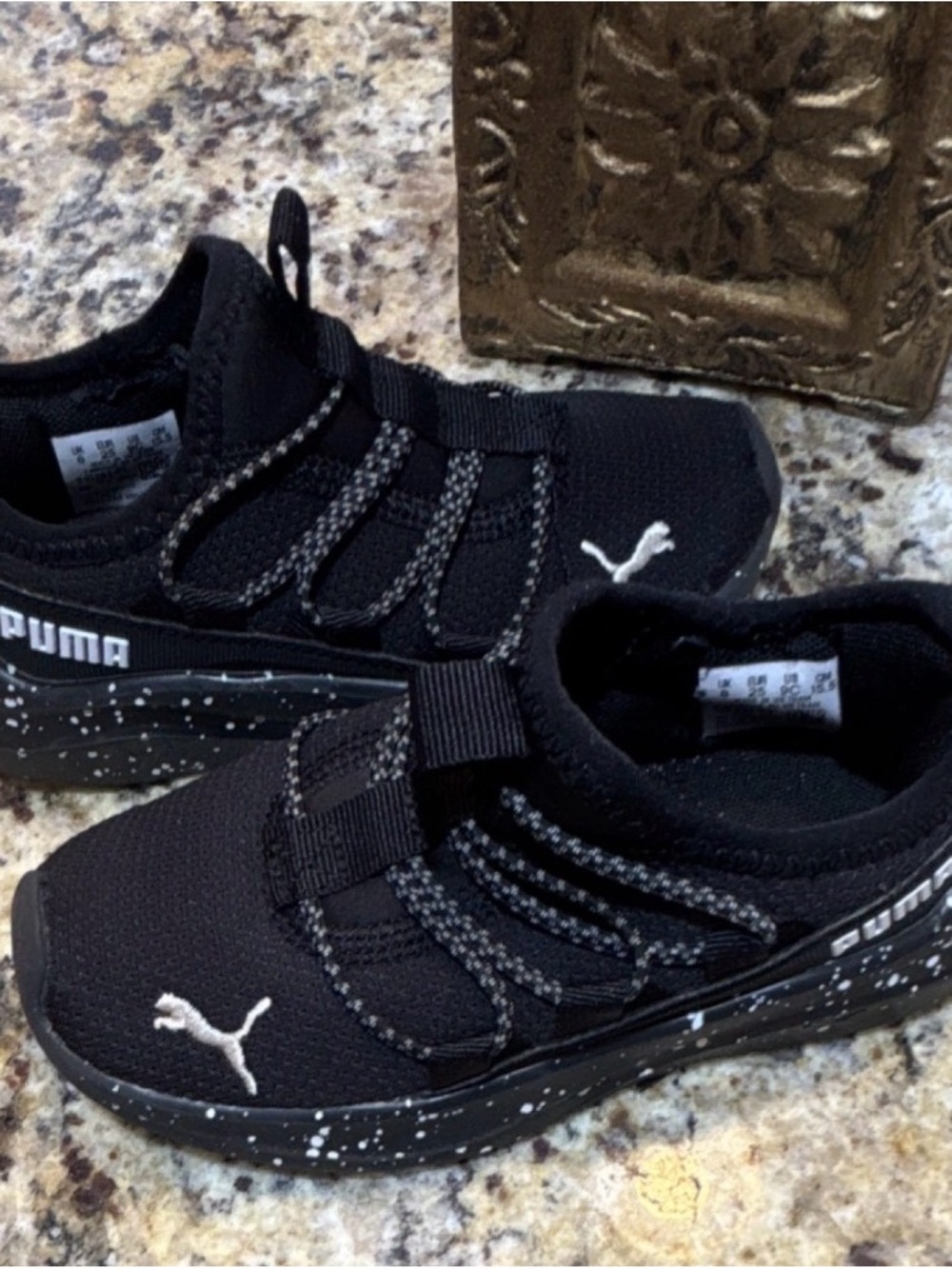 Puma Kids Black and White Slip-On Sneaker